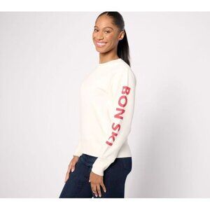 Studio Park x Shawn Killinger Holiday Sweatshirt Plus Size 2X Crew Neck Cream